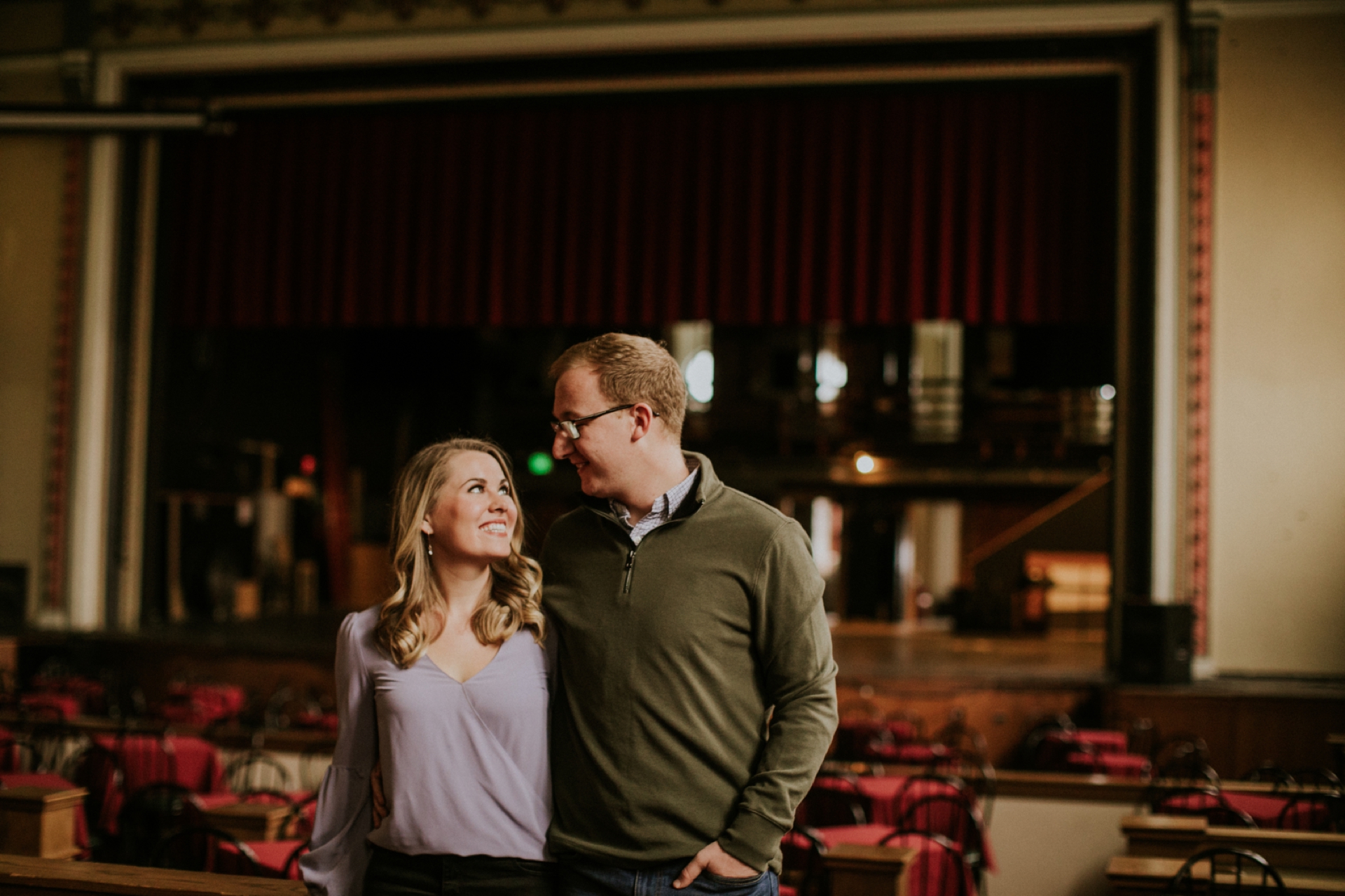 Engagement Photo Session Blonde Couple Athenaeum Theater Indy