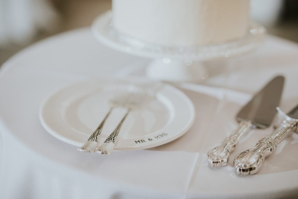 knife and fork for cutting cake