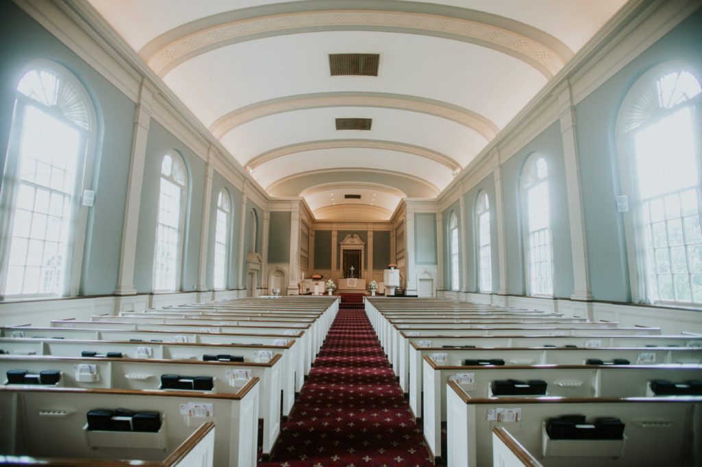 wide shot of the interior of the meridian street united methodist church