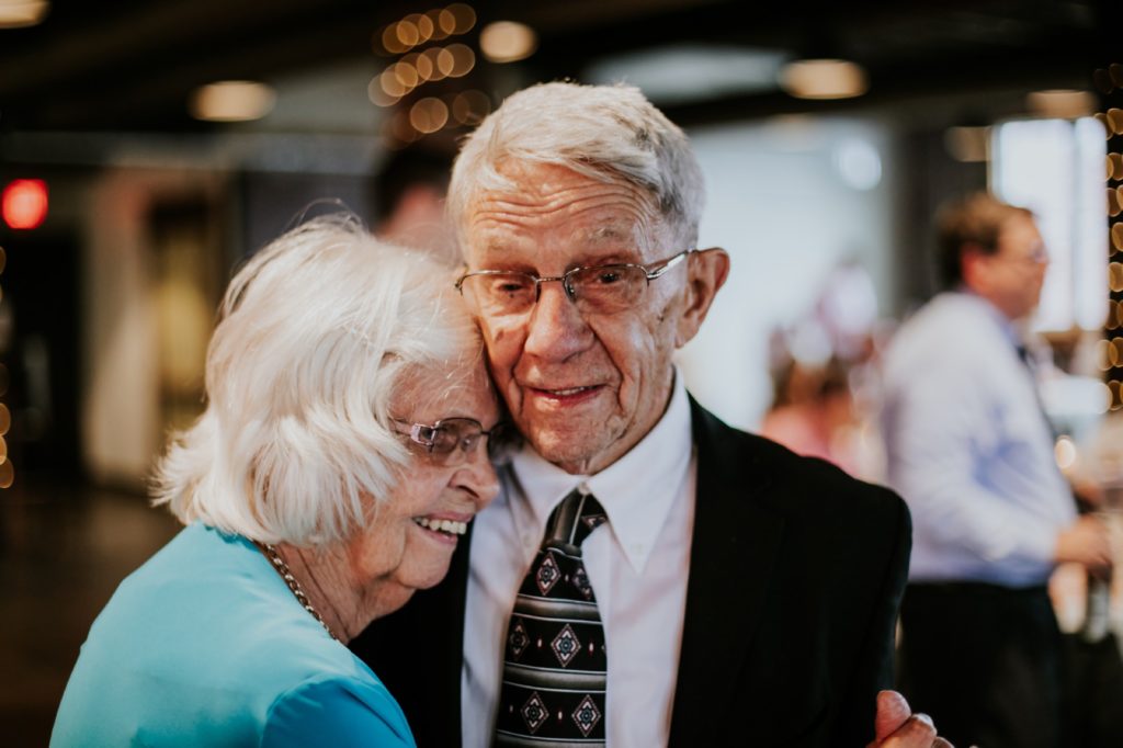 grandparents of the bride and groom dance tenderly during a Tinker House Wedding