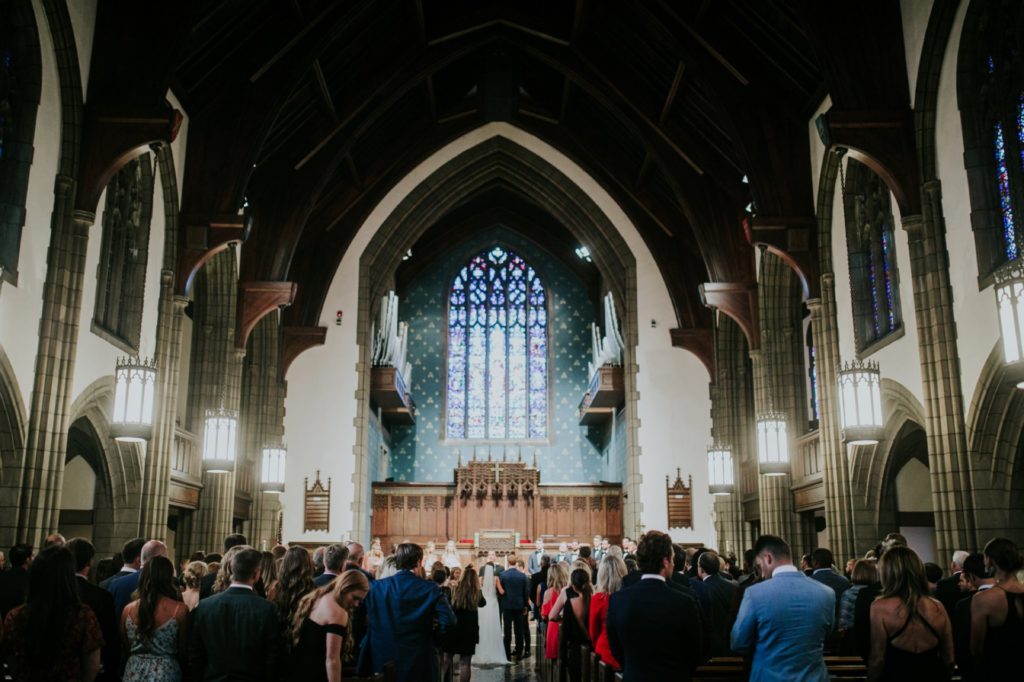 wide shot of tabernacle presbyterian church wedding