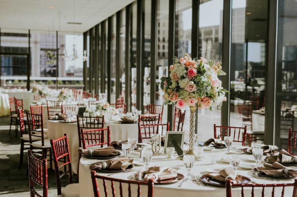empty tables and chairs at indianapolis wedding photographer