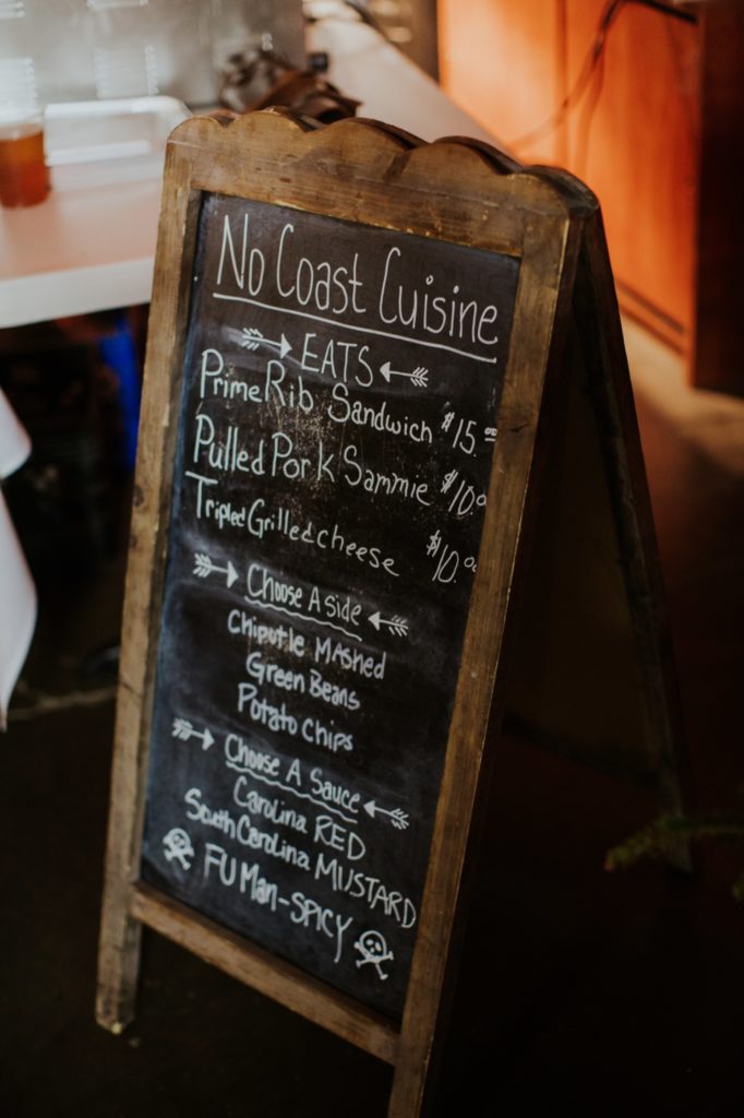 chalkboard with food menu for this Indianapolis Brewery Event Photography