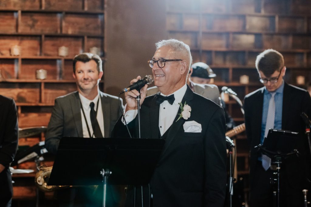 father of the bride gives a toast at canal 337 wedding