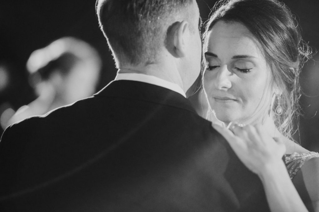 close up photo of bride's face during first dance at a canal 337 wedding