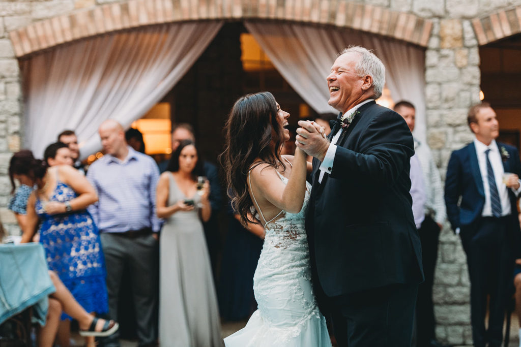 father daughter dance full of laughter and over pool