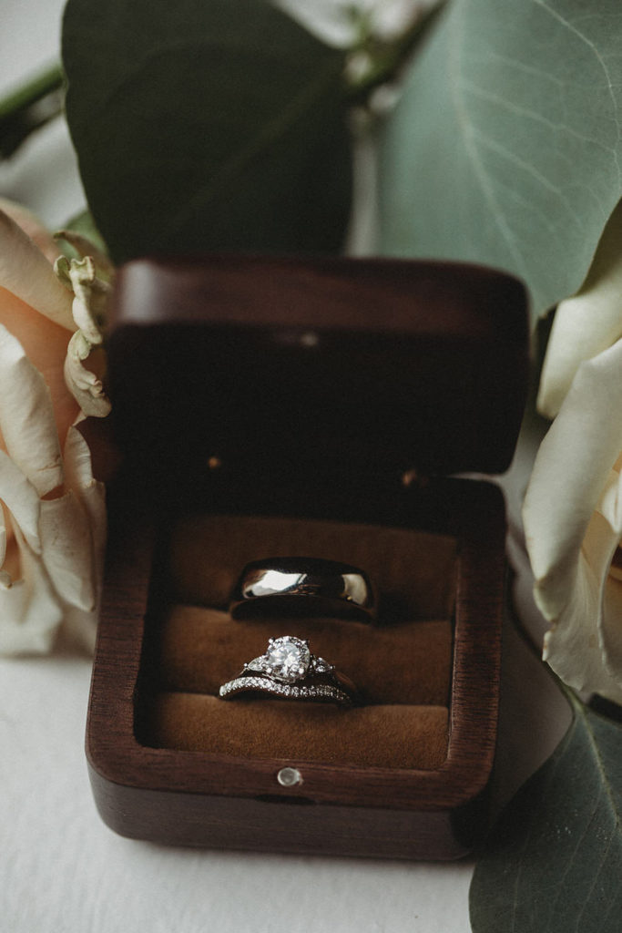 rings in a box before an 1899 wedding