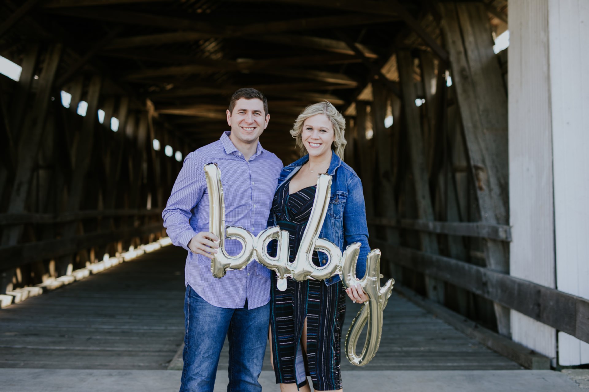 baby announcement on potters bridge with colleen and matt