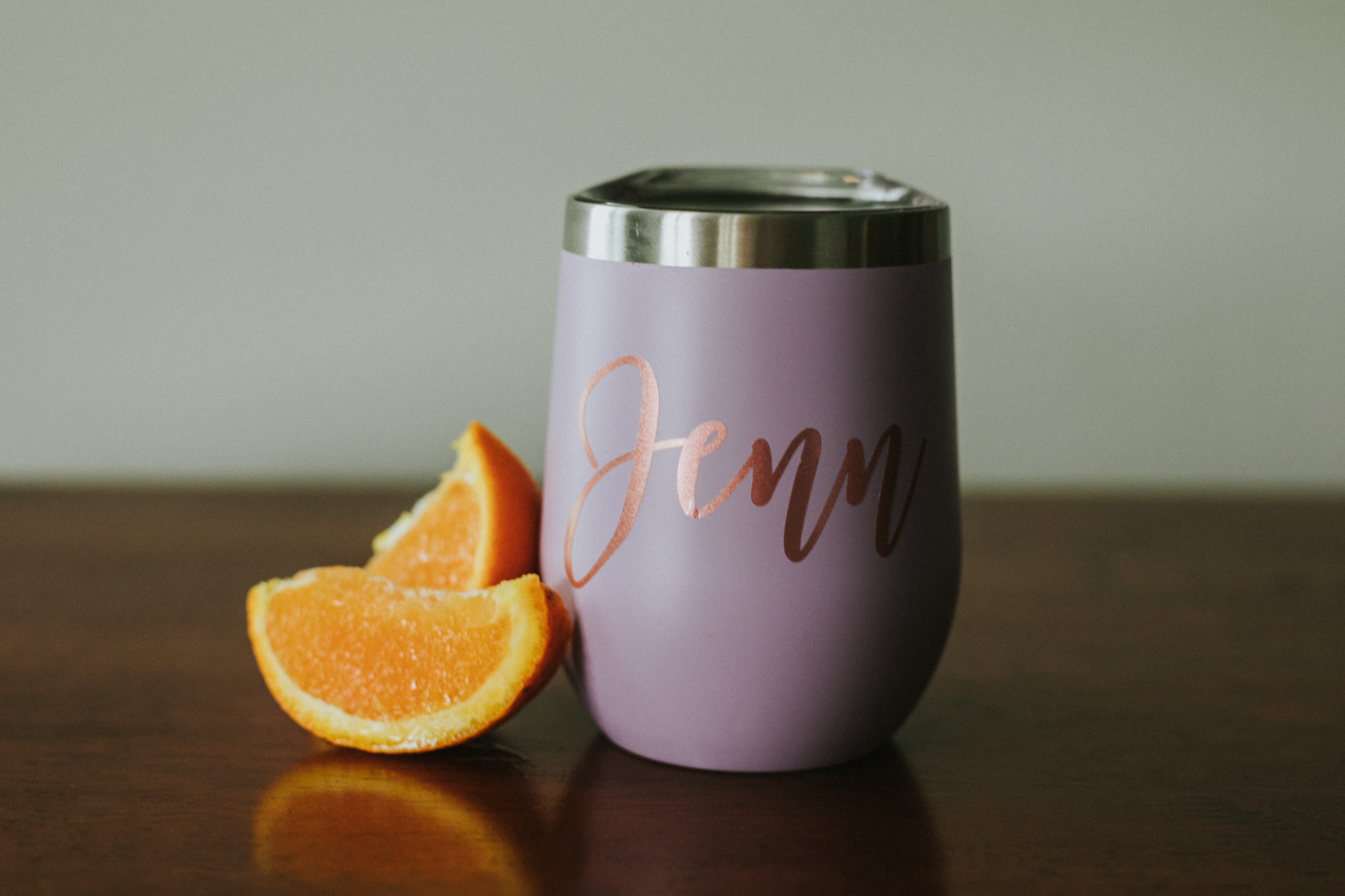 unique wedding gifts of travel wine glass with oranges