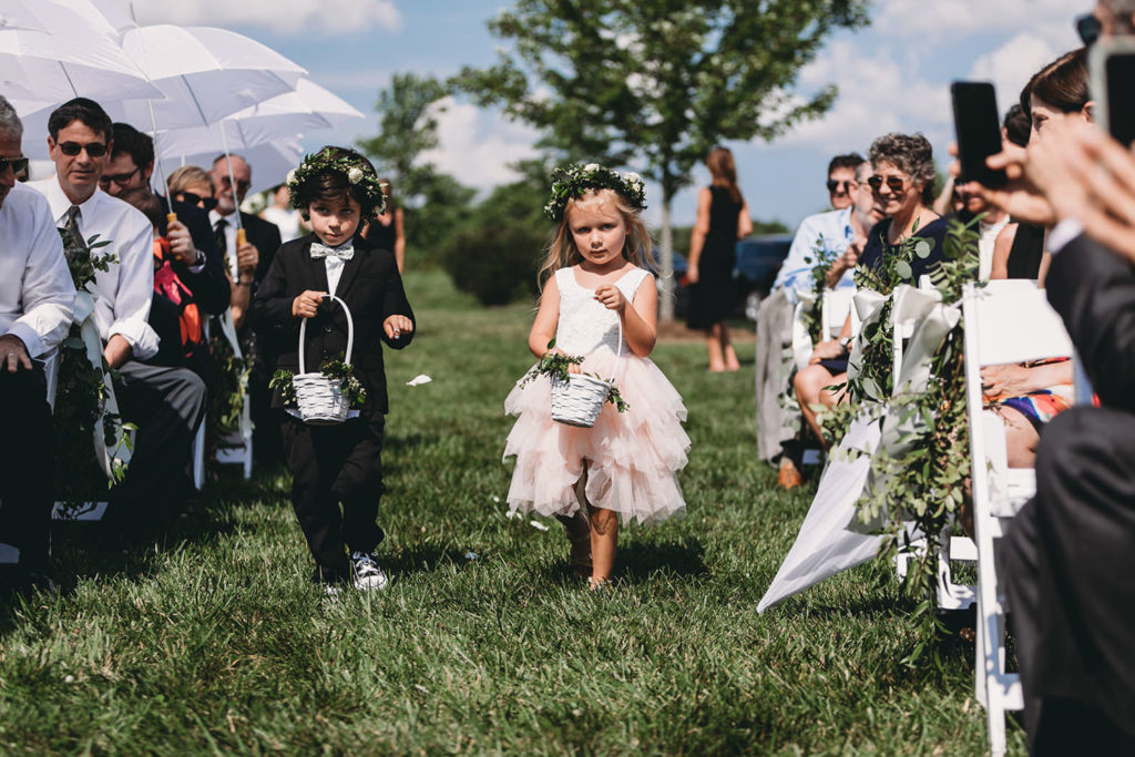 flower children with flower crowns at a charming coxhall gardens wedding