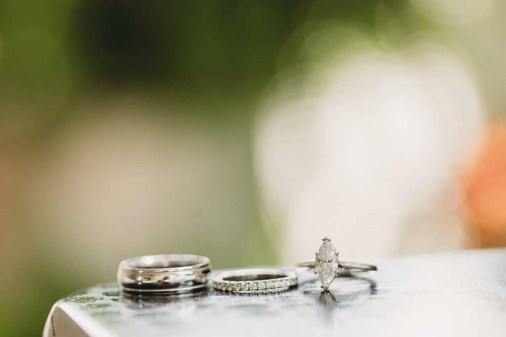 macro rings with lots of bokeh during a five willows wedding