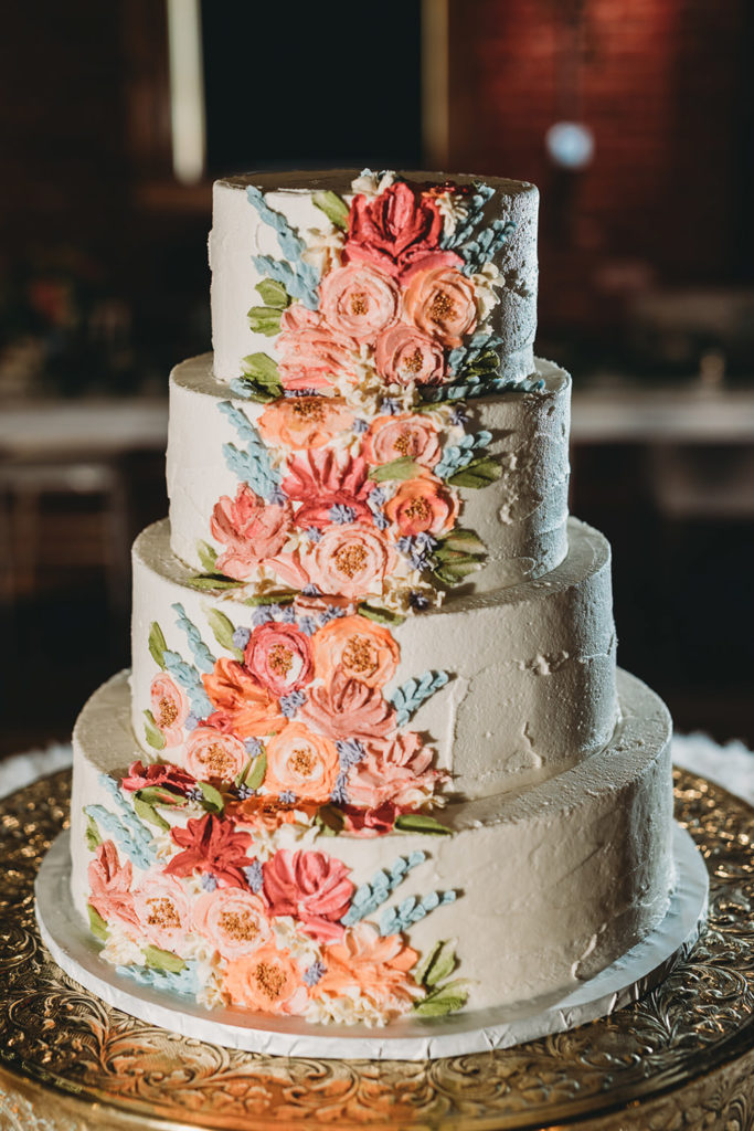 close up of multi colored flower icing at a charming mavris wedding